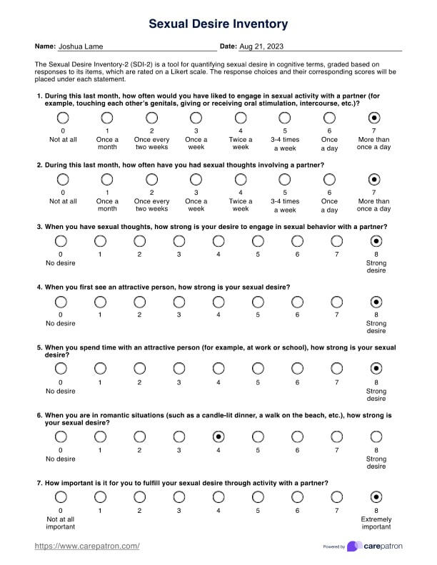 Sexual Desire Inventory PDF Example