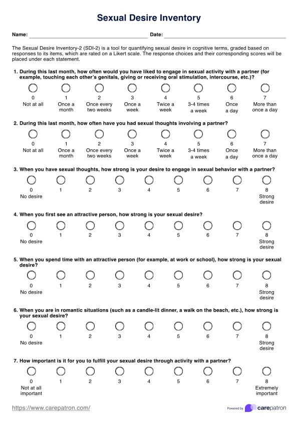 Sexual Desire Inventory PDF Example