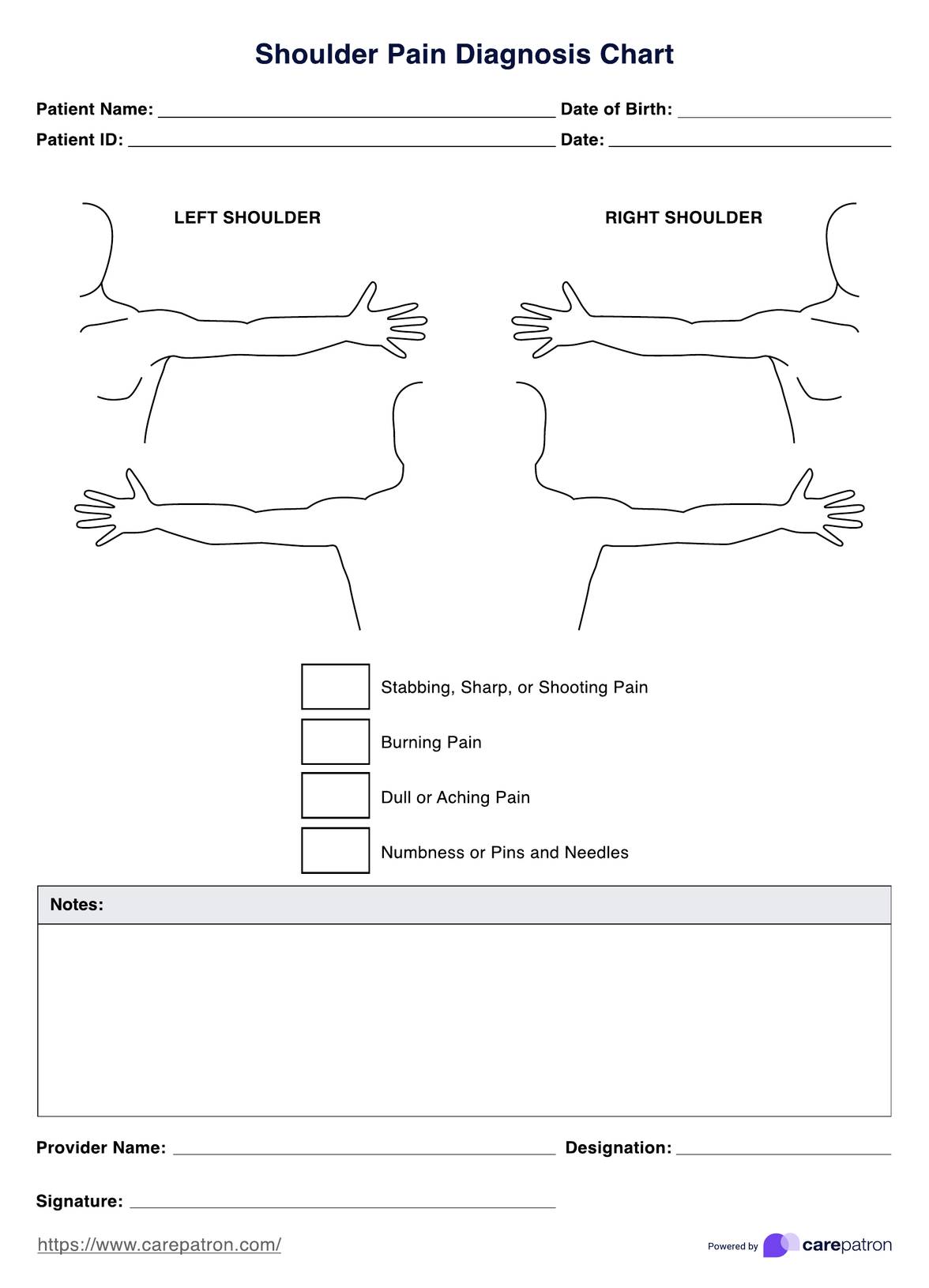 Shoulder Pain Diagnosis Chart PDF Example