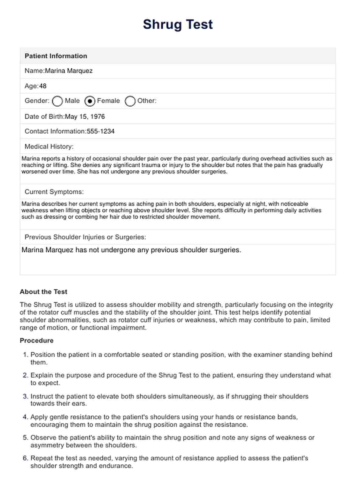 Shrug Test PDF Example