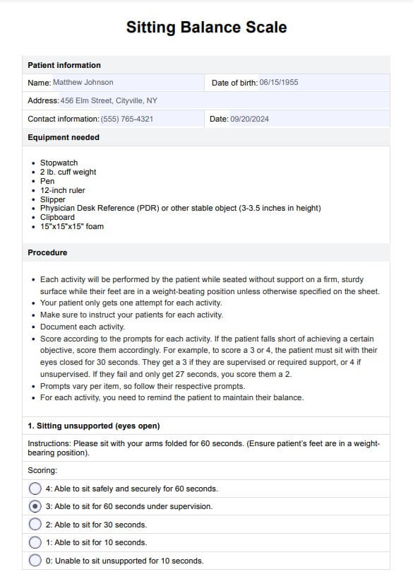 シッティングバランススケール PDF Example