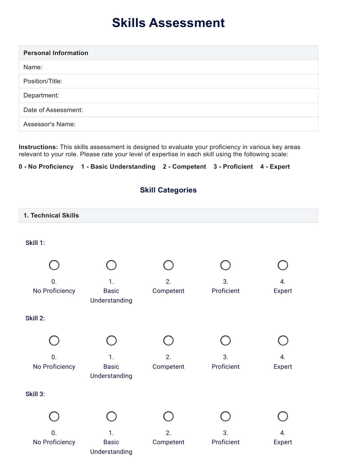 Skills Assessment Template PDF Example