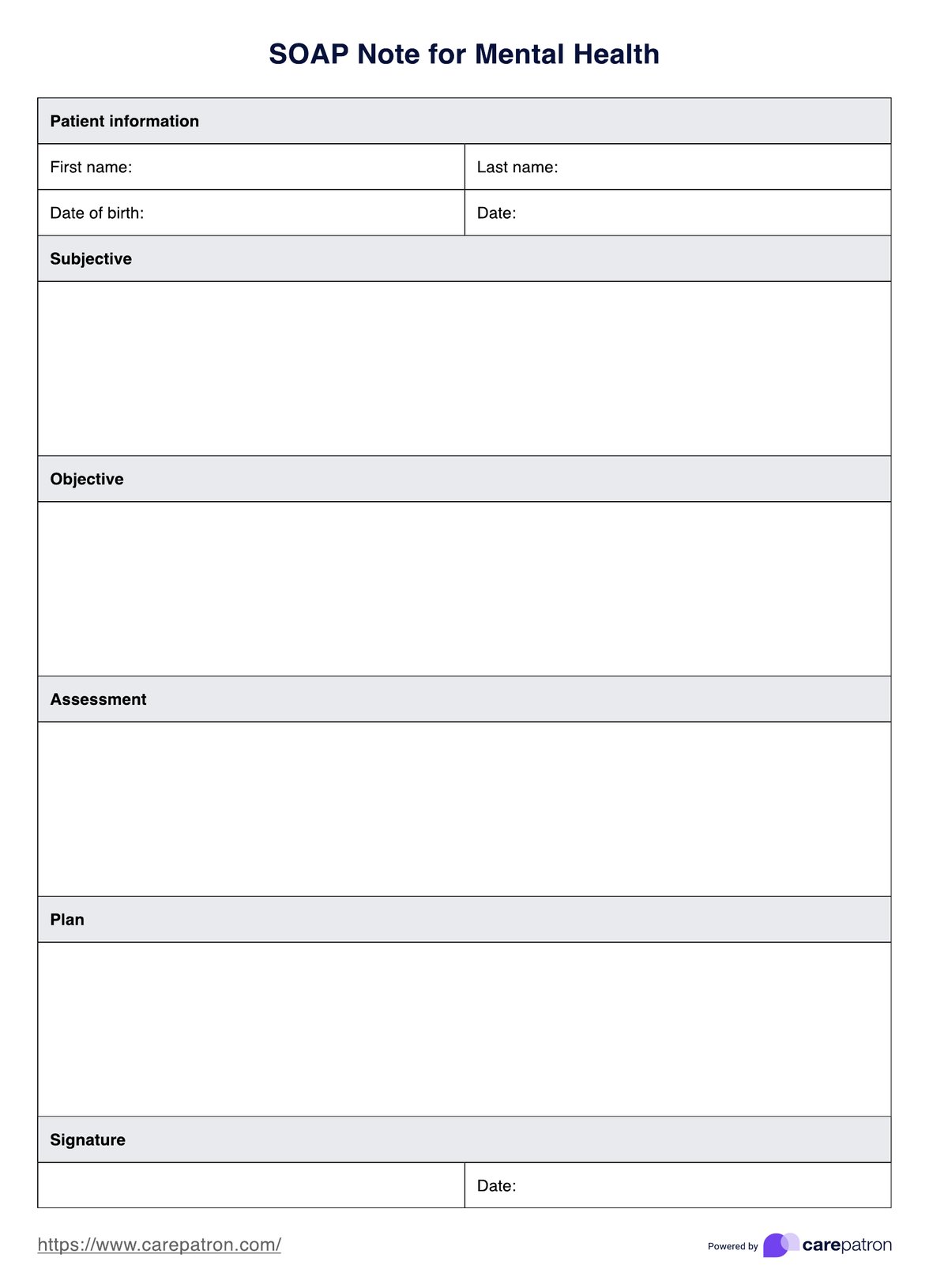 SOAP Notes for Mental Health Template PDF Example