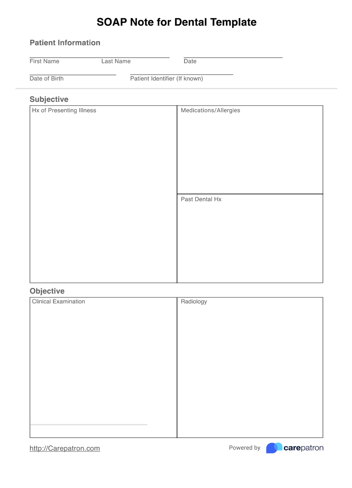 SOAP Notes for Dental Template PDF Example