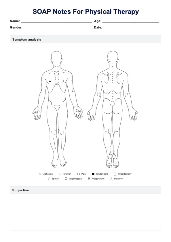 SOAP-merknader for fysioterapimal PDF Example