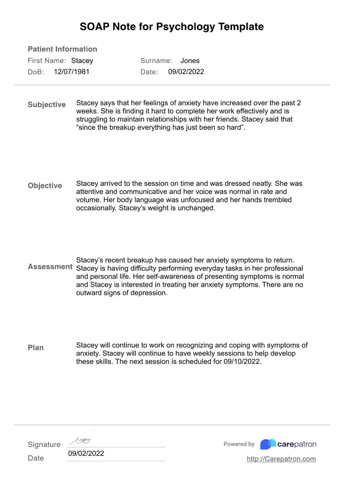 SOAP Notes for Psychology Template PDF Example