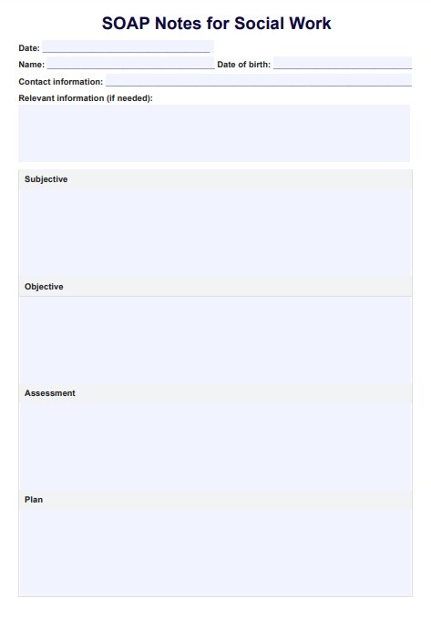 Notas SOAP para trabajo social PDF Example