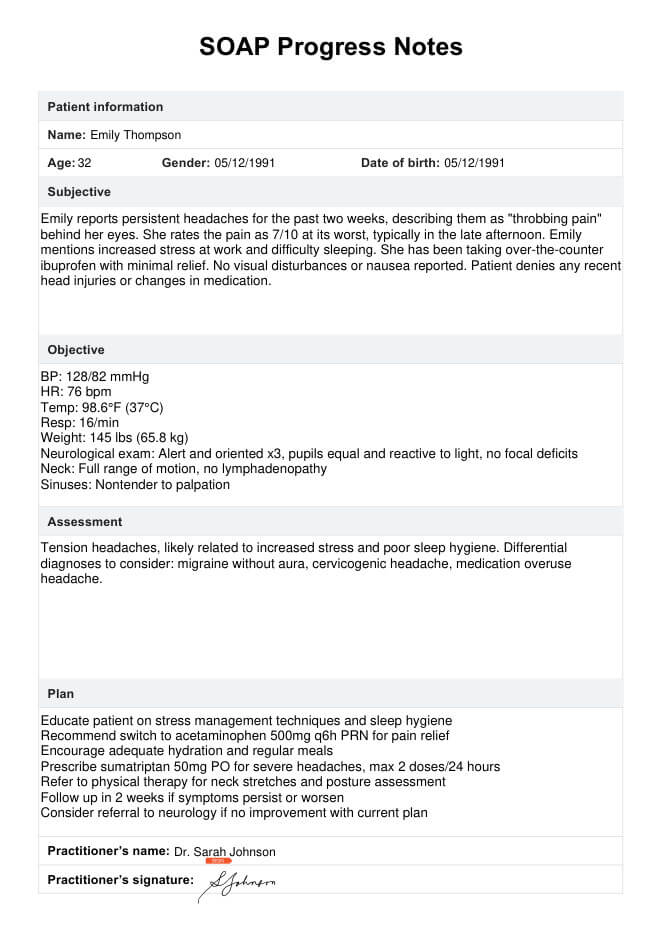 Modello SOAP Progress Notes PDF Example