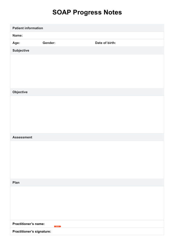 SOAP Progress Notes Template PDF Example