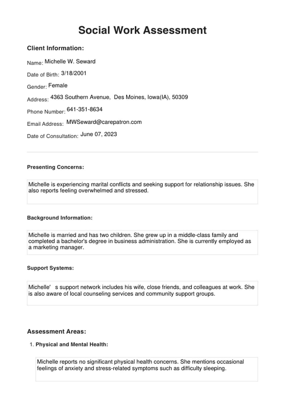 Formulario de Evaluación para Trabajo Social PDF Example