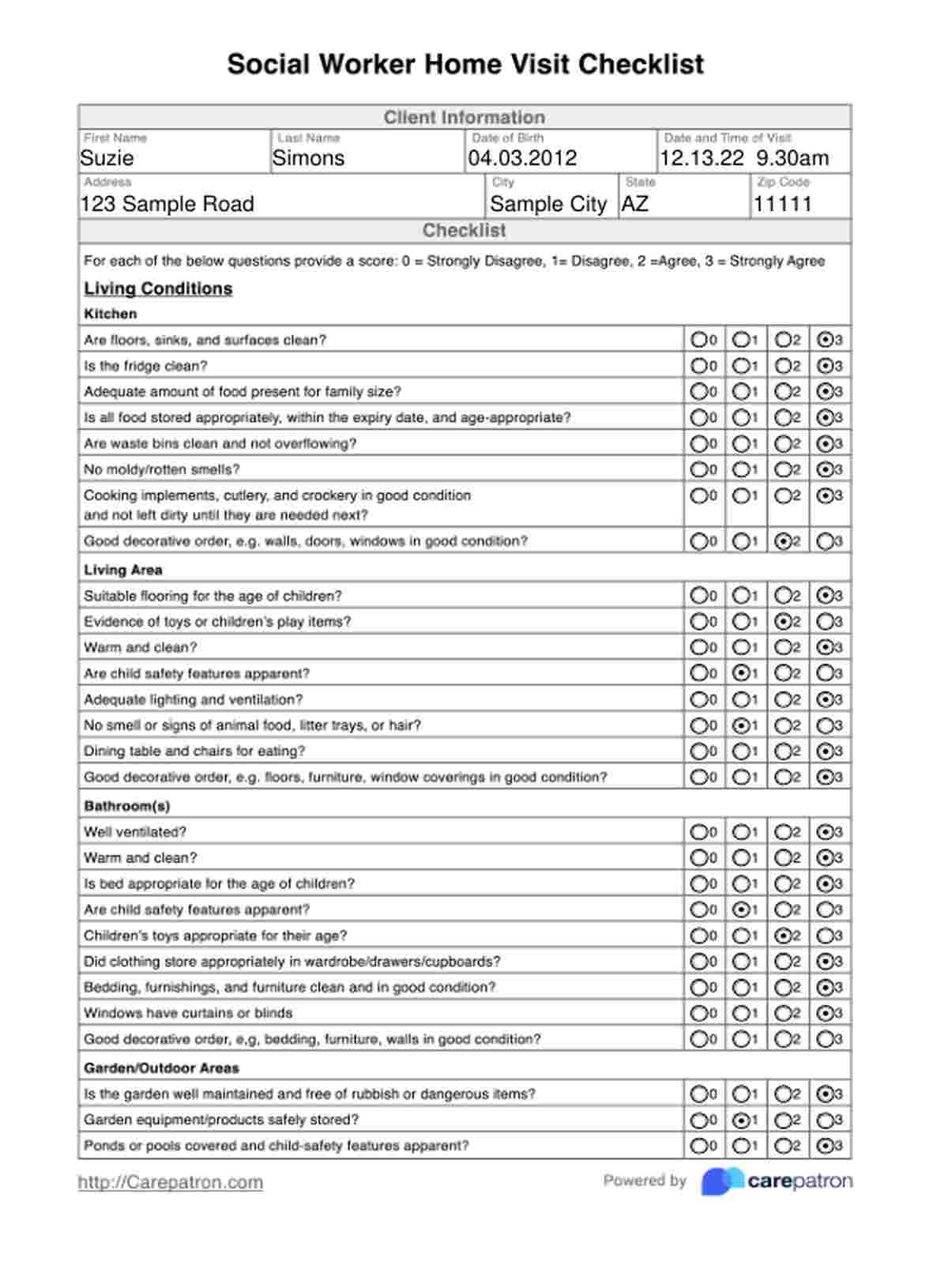 Checklist de Visita a domicilio de un trabajador social PDF Example