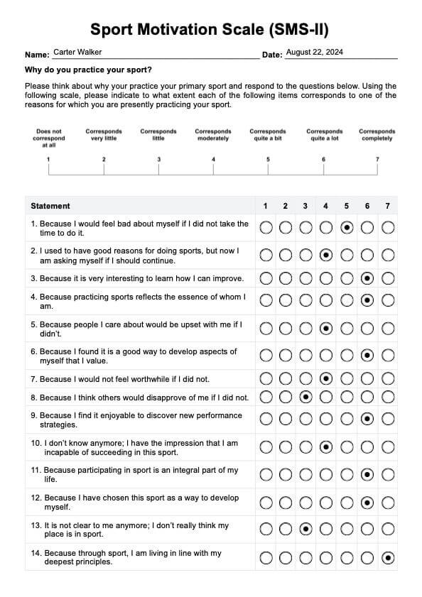 Sport Motivation Scale  PDF Example