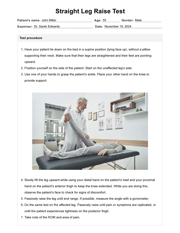 Straight Leg Raise Test PDF Example