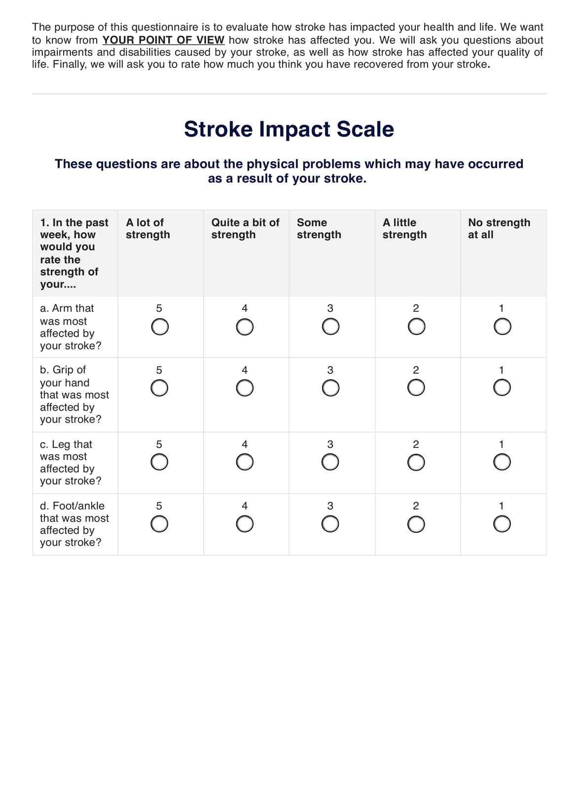 Stroke Impact Scale PDF Example