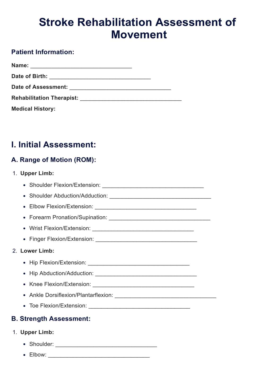 The Stroke Rehabilitation Assessment of Movement (STREAM) PDF Example