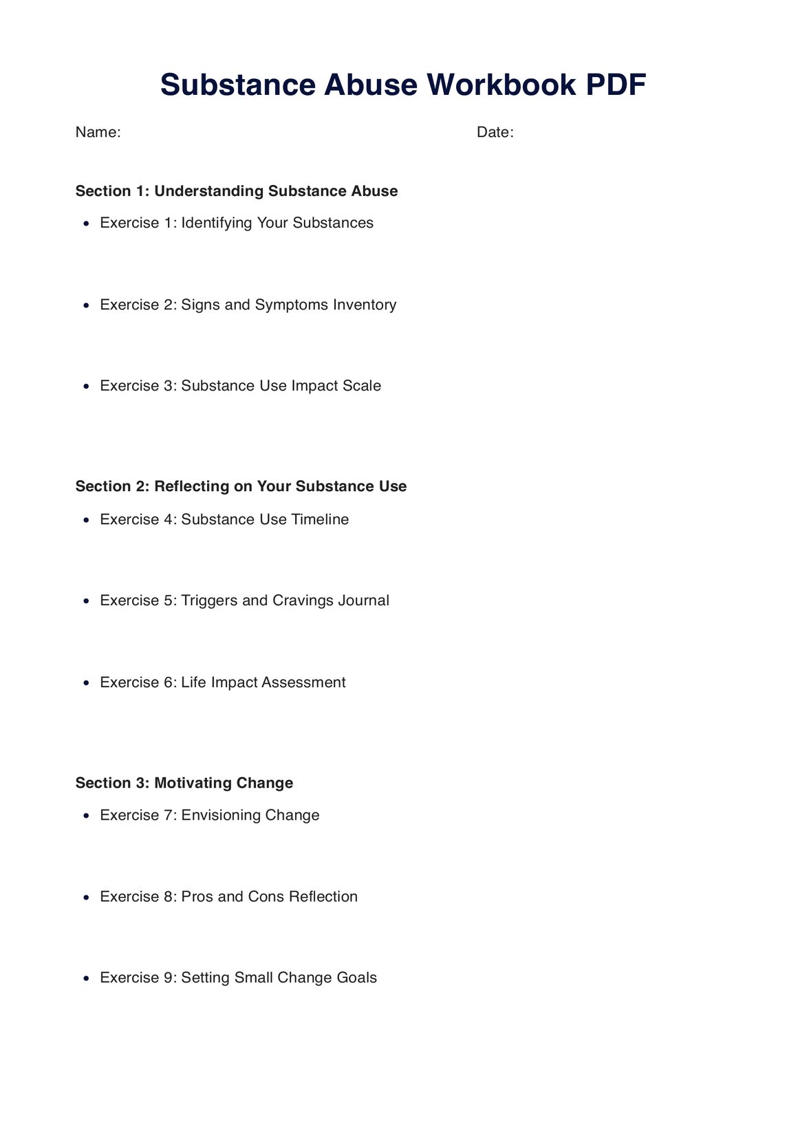 Substance Abuse Workbook PDF PDF Example