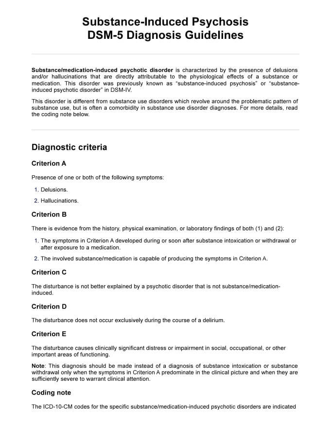 Substance-Induced Psychosis DSM 5 PDF Example