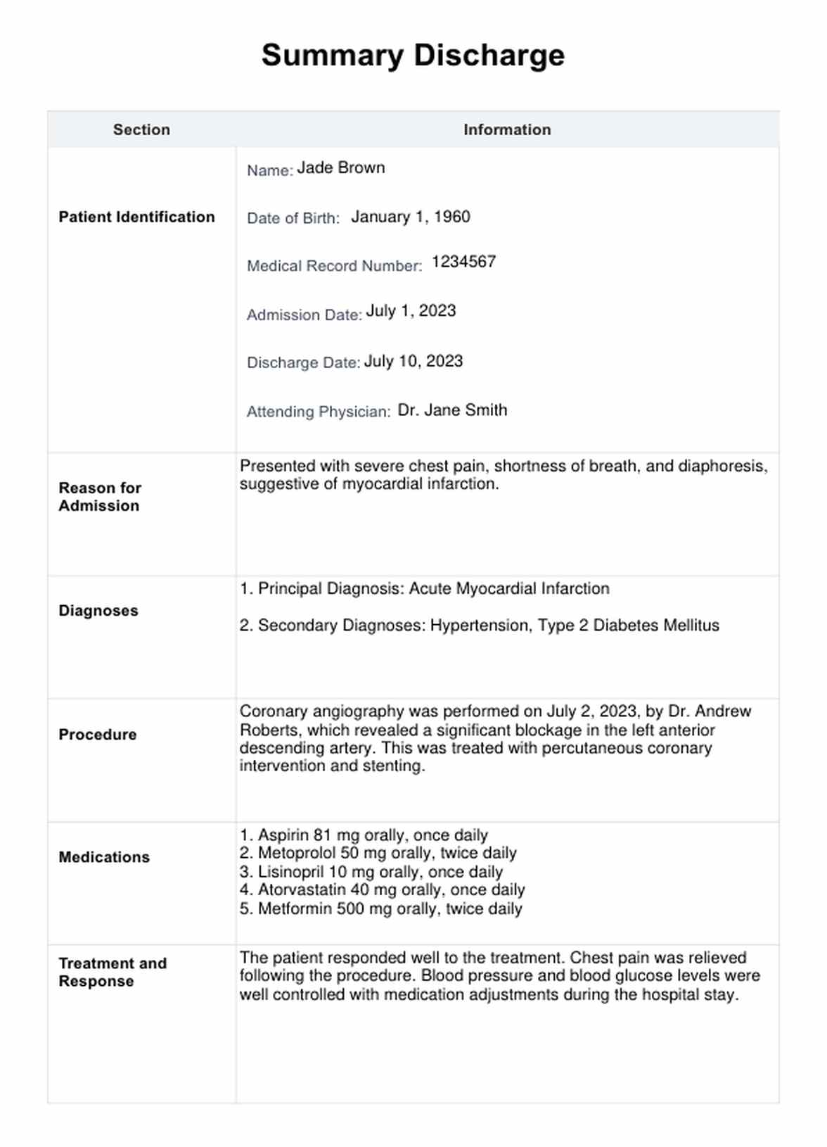 Summary Discharges PDF Example