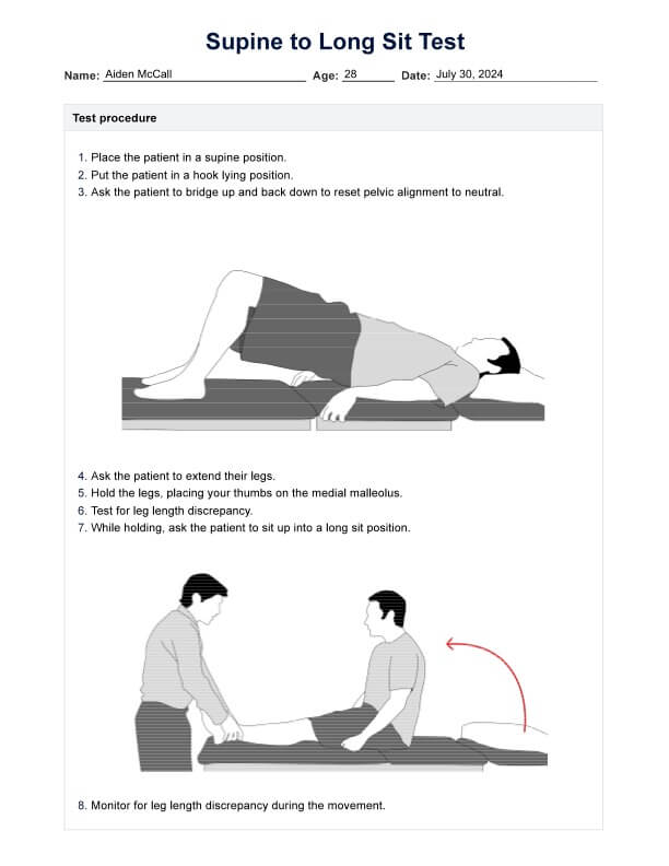 Supine to Long Sit Test PDF Example