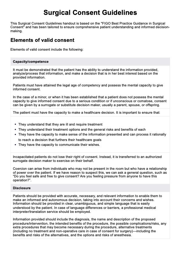 Surgical Consent Guidelines PDF Example