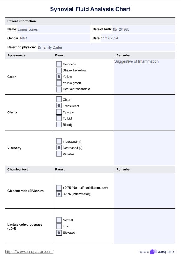 Synovial Fluid Analysis PDF Example