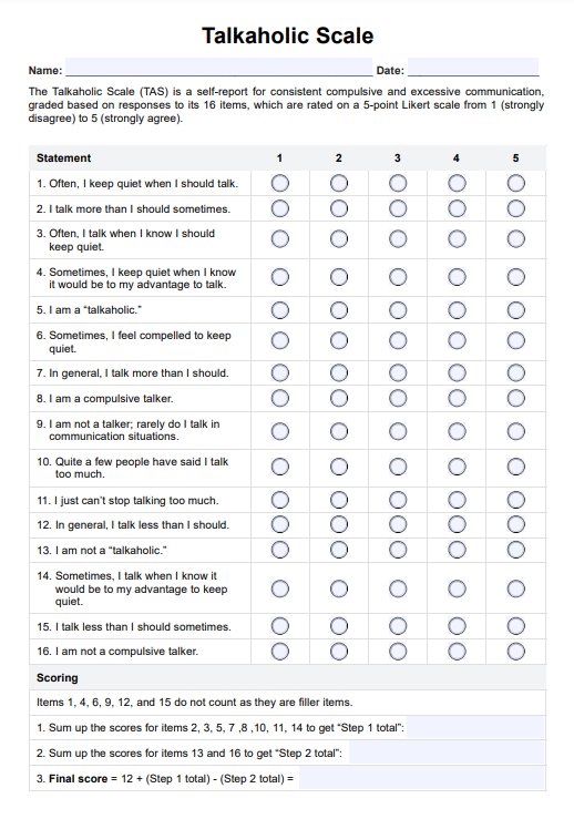 Talkaholic Scale PDF Example