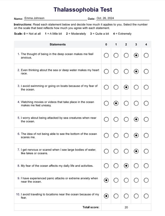 Prueba de talasofobia PDF Example