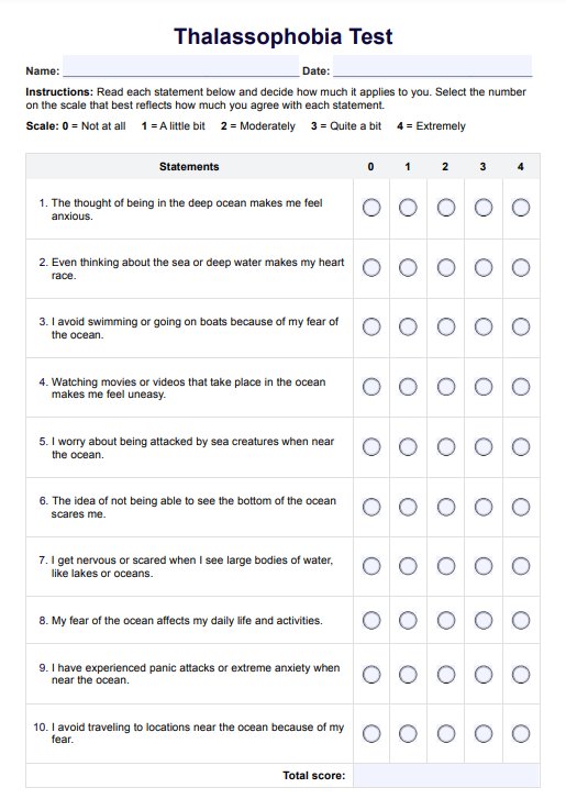 Thalassophobia Test PDF Example