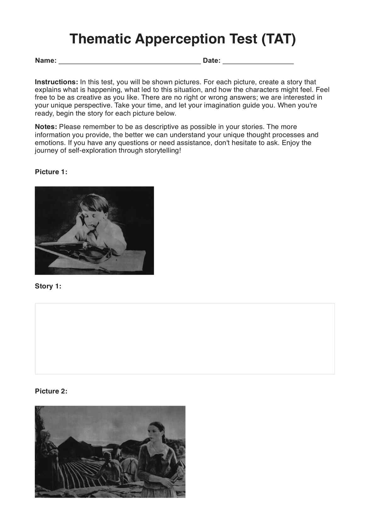 Thematic Apperception Test PDF Example