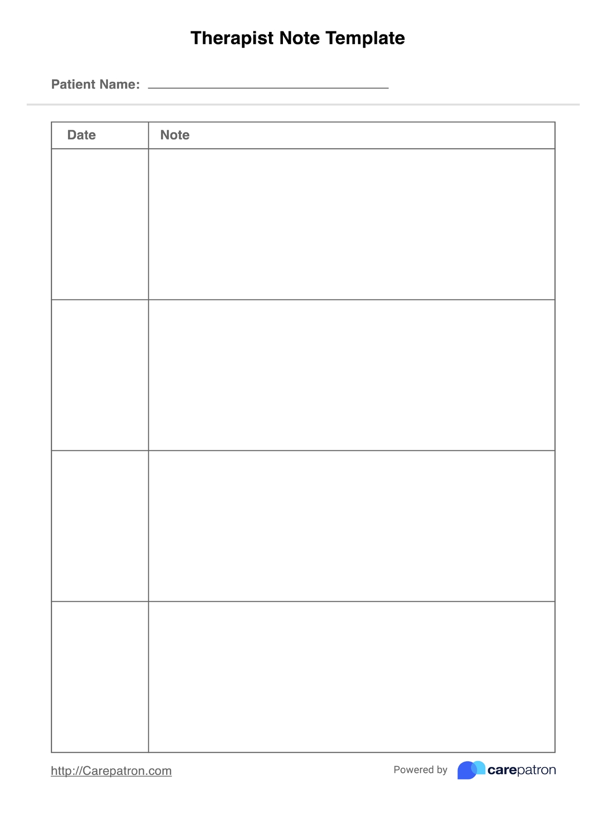 Therapist Notes Template PDF Example