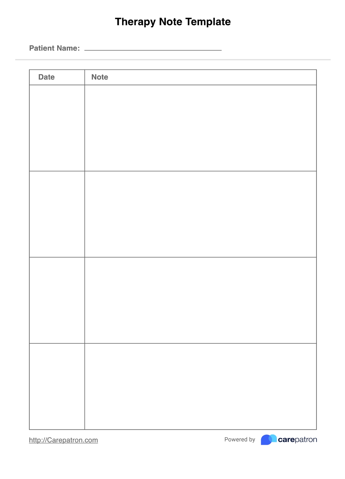 Therapy Notes Template PDF Example