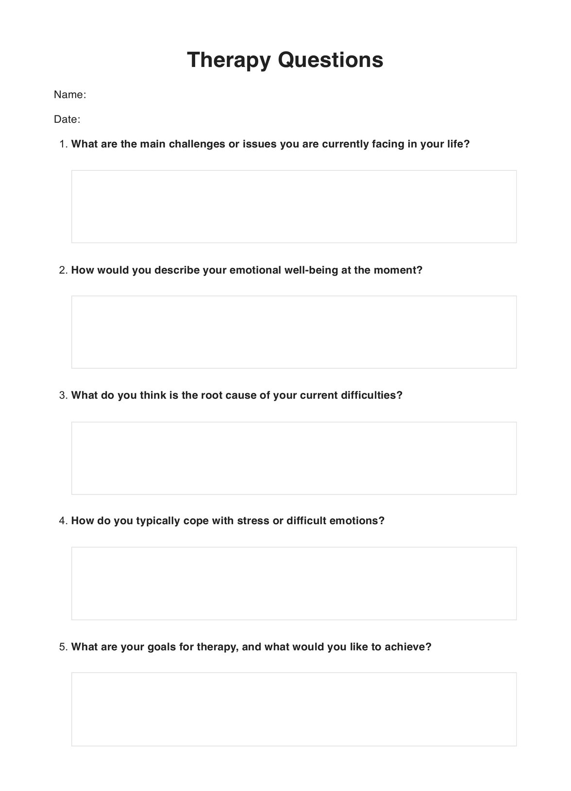 Therapy Questions PDF Example