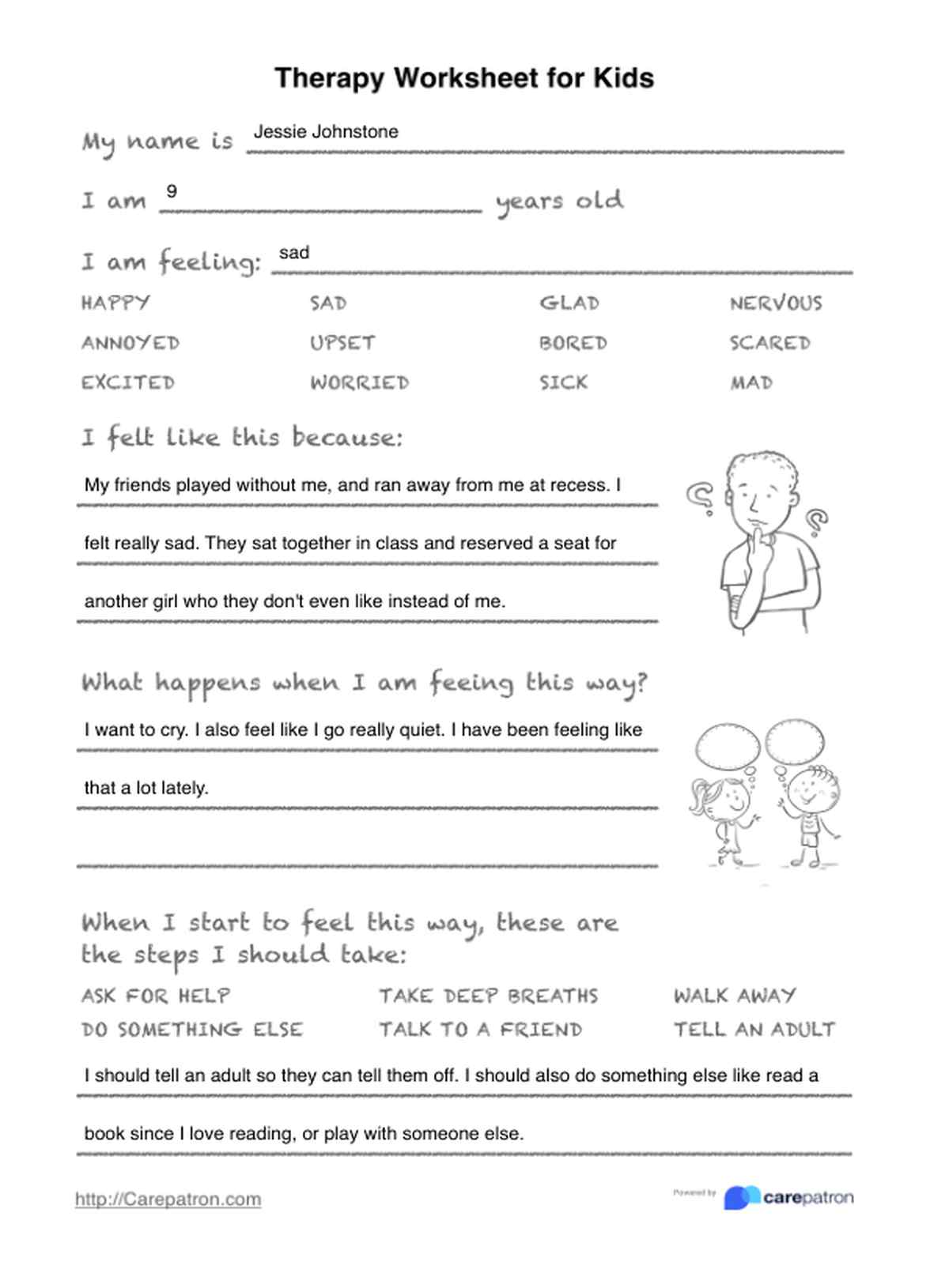 Therapy Worksheets For Kids PDF Example