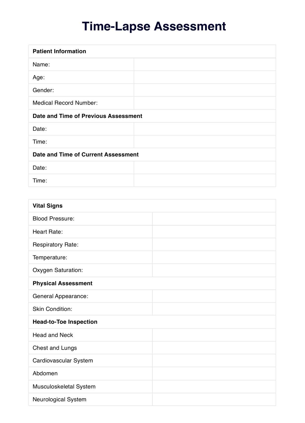 Time Lapse Assessment PDF Example