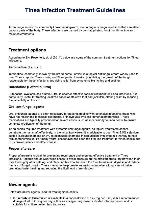 Tinea Infection Treatment Guidelines PDF Example