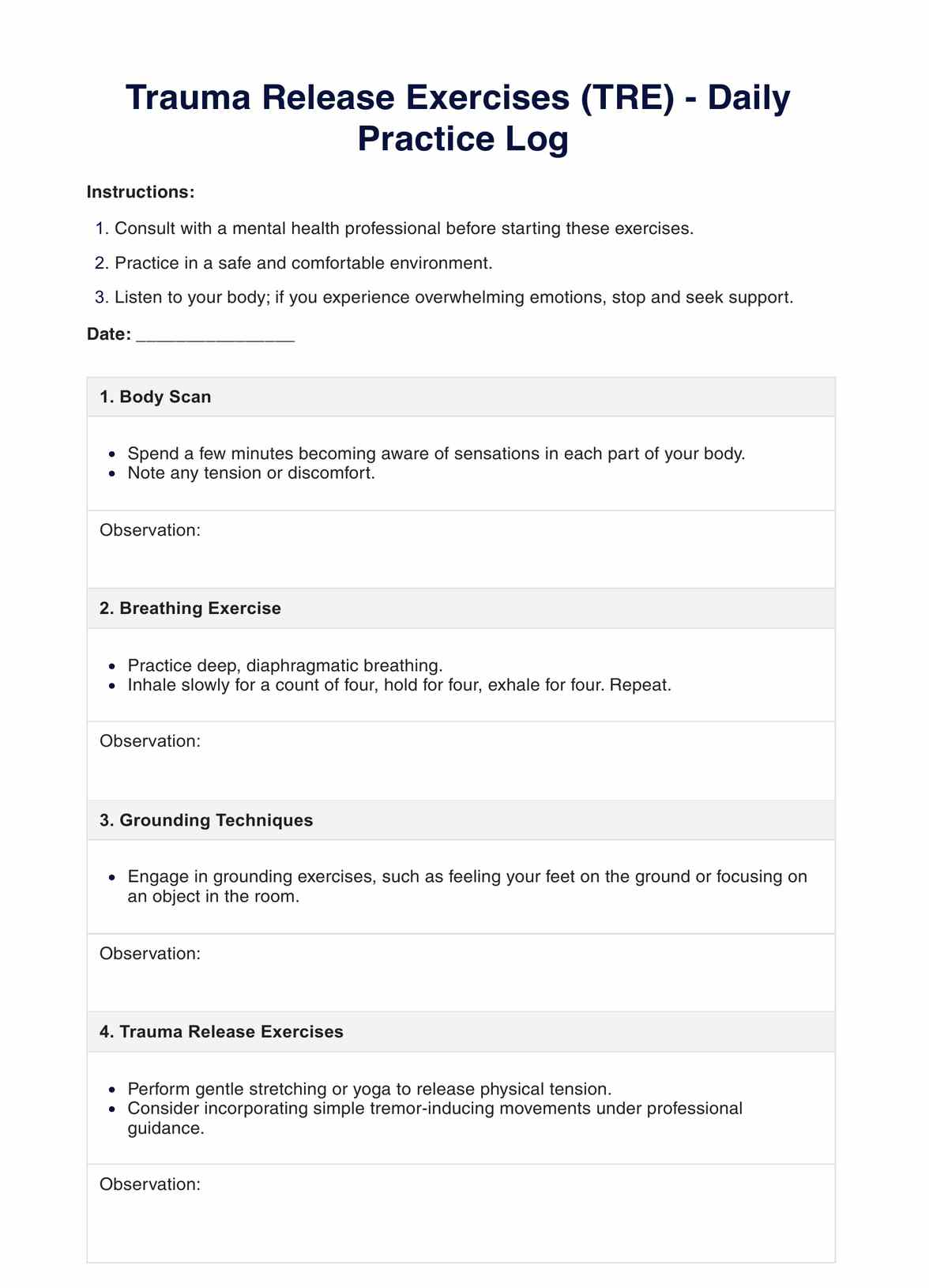 Trauma Release Exercises PDF PDF Example