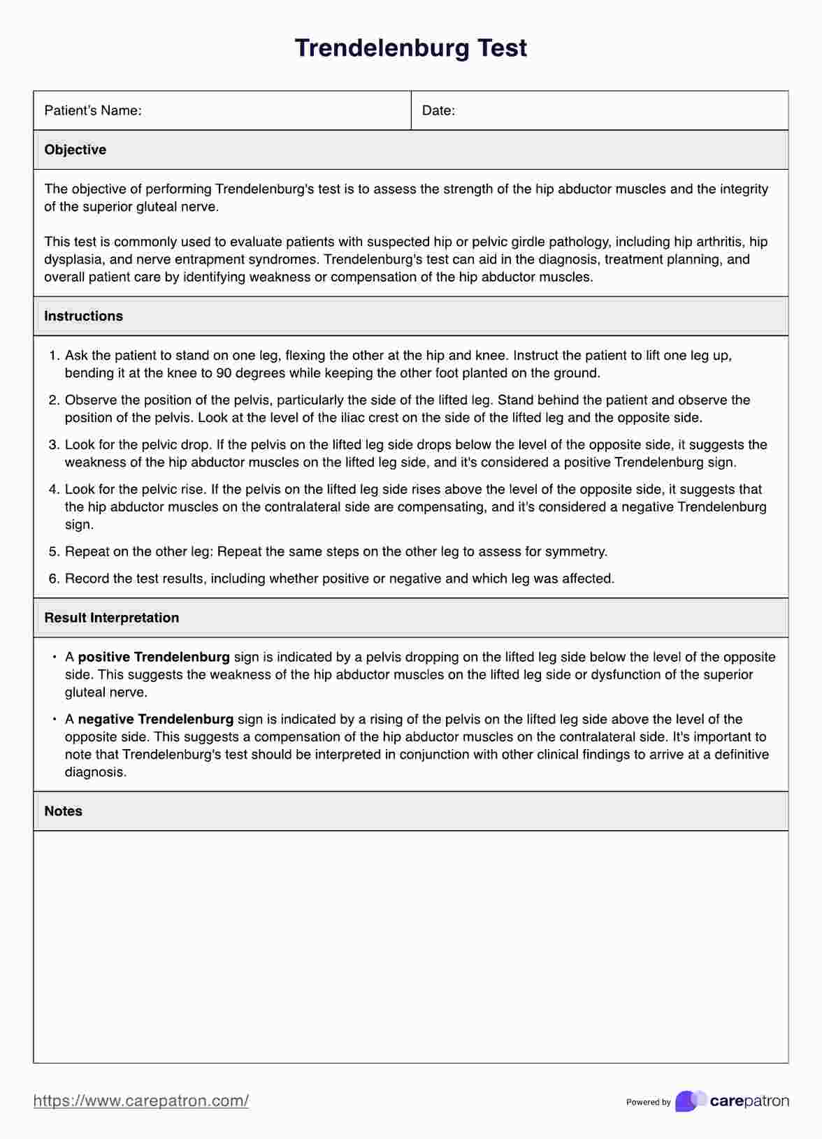 Trendelenburg Test PDF Example