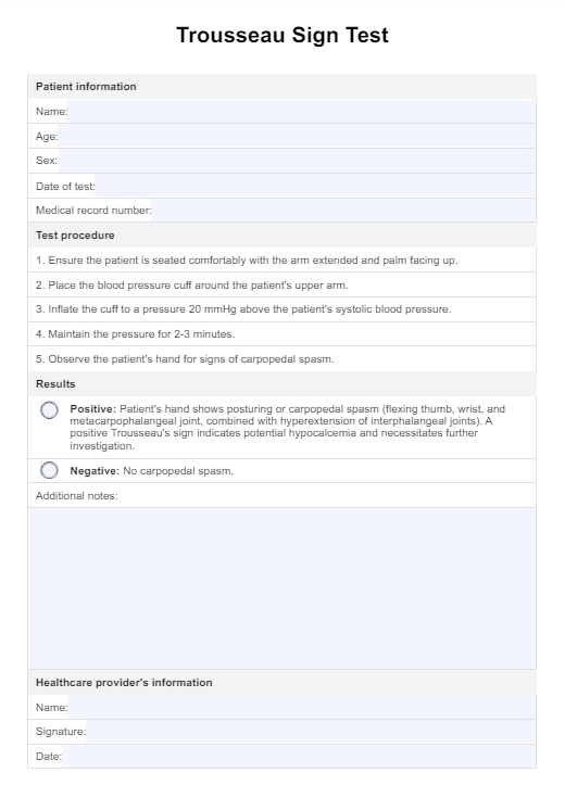 Trousseau Sign Test PDF Example