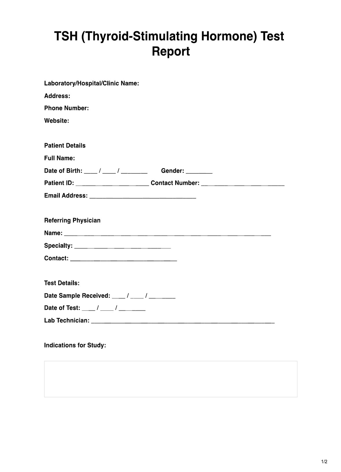 TSH Reflex Test PDF Example
