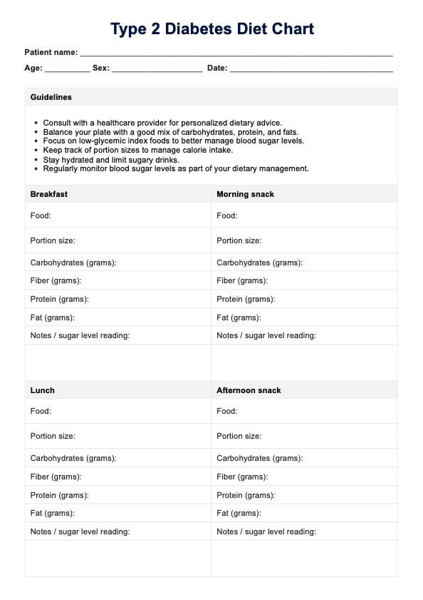 Régime alimentaire pour le diabète de type 2 PDF Example