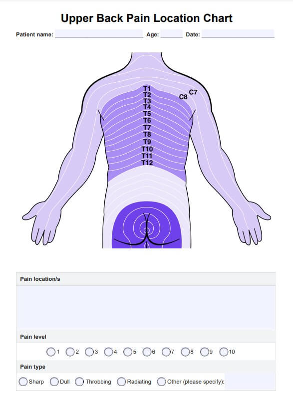 แผนภูมิตำแหน่งอาการปวดหลังส่วนบน PDF Example