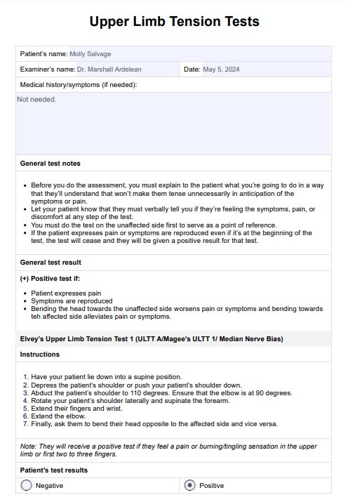 Prueba de tensión del miembro superior (ULTT) PDF Example