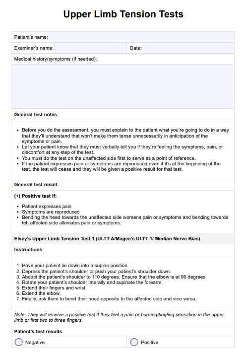 Upper Limb Tension Tests PDF Example