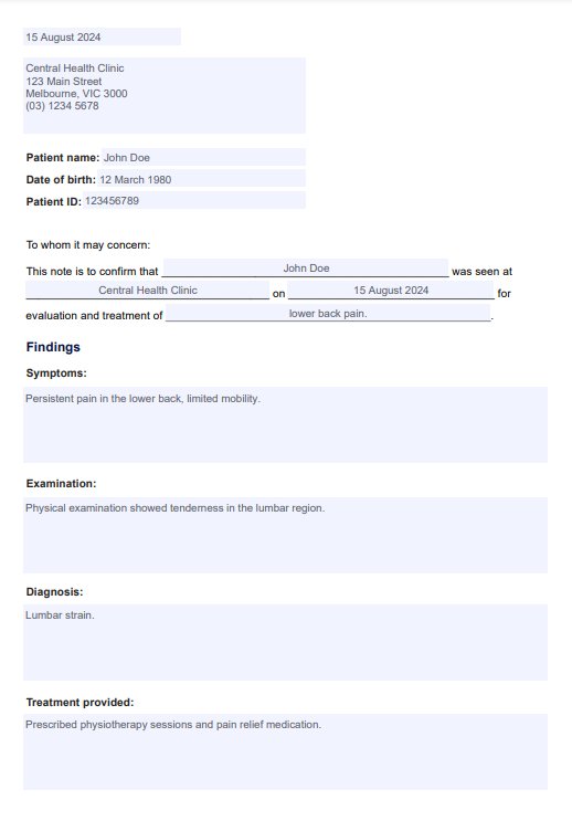 Brådskande vårdläkares anmärkning PDF Example