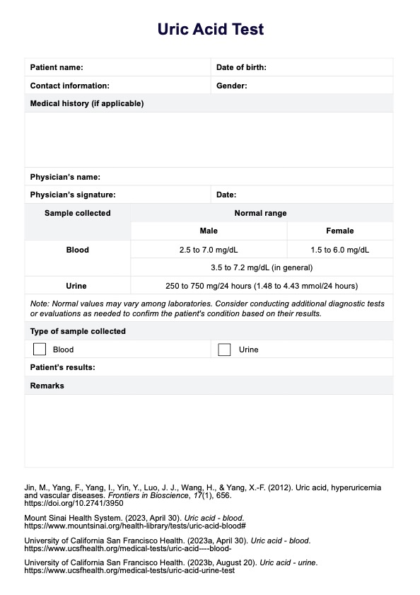 Uric Acid PDF Example