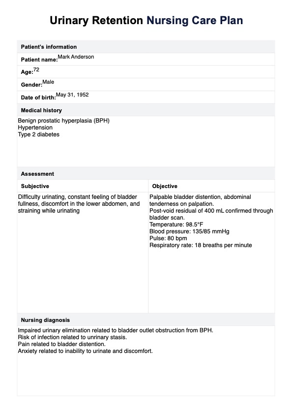 Rencana Perawatan Keperawatan Retensi Urin PDF Example