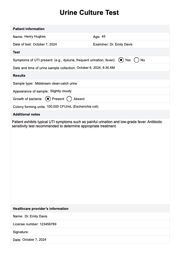 Urine Culture PDF Example