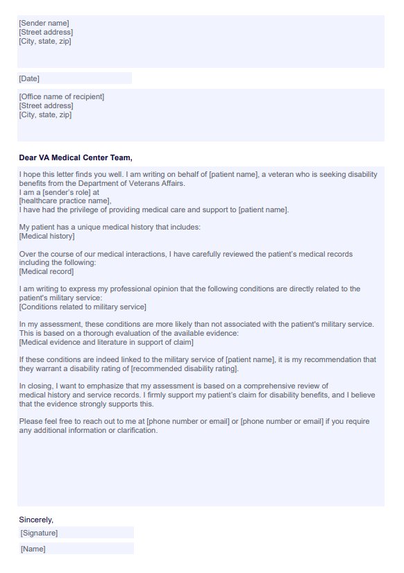Modello di lettera VA Nexus PDF Example