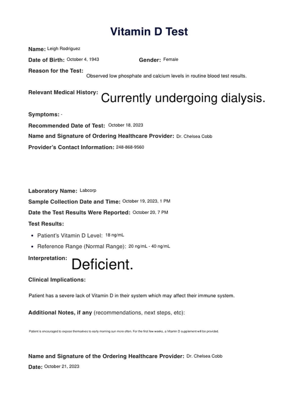 Vitamin D Test PDF Example