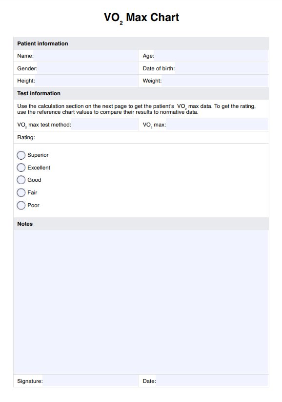 VO2 Max Charts PDF Example